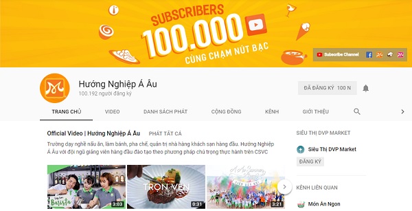 Kênh YouTube Hướng Nghiệp Á Âu