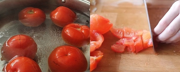 sơ chế cà chua trước khi nấu xốt