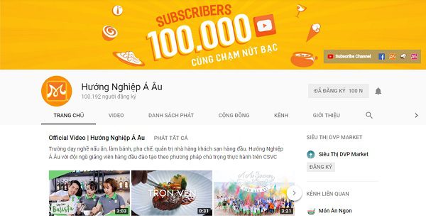 Kênh YouTube Hướng Nghiệp Á Âu