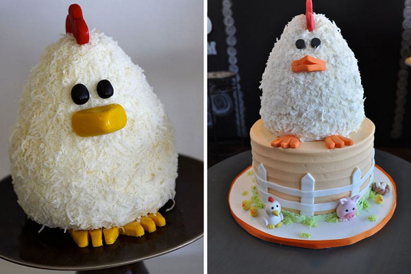 bánh kem fondant con gà