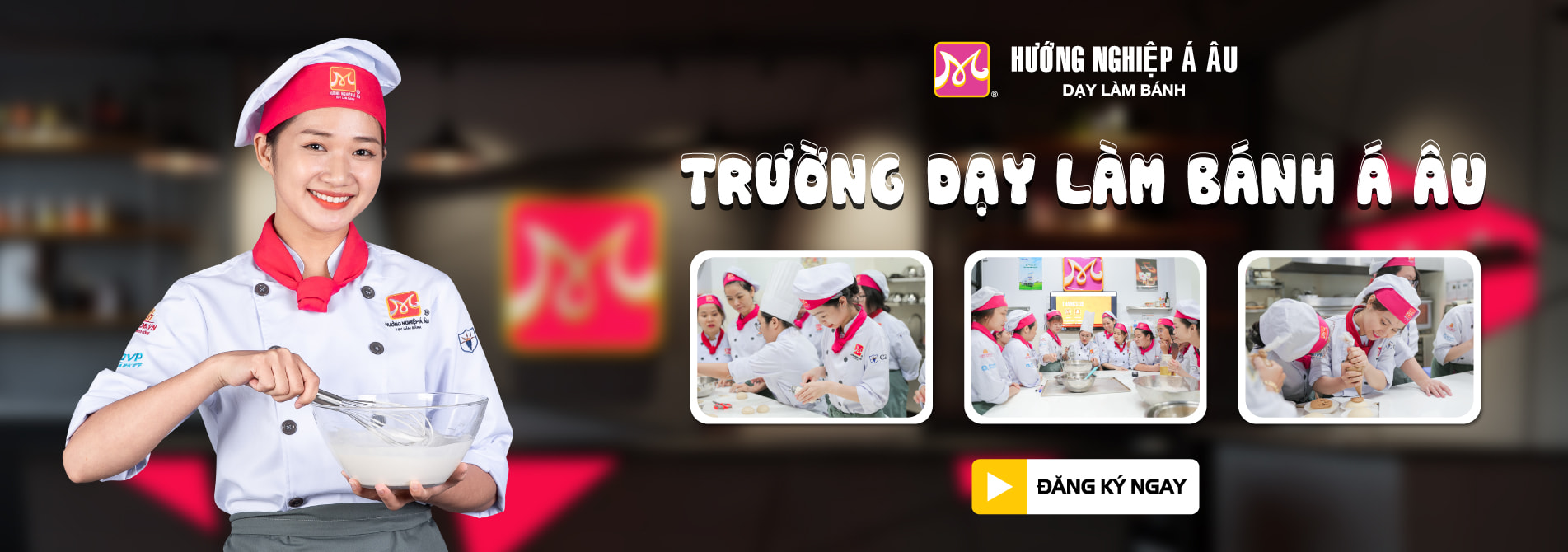 banner truong day lam banh a au